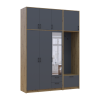 Kleiderschrank Doros Rondi mit Kleiderstange, Spiegel und hohem Oberschrank Artisan Eiche/Graphitgrau 3 Türen 181x52x260 (42005291)