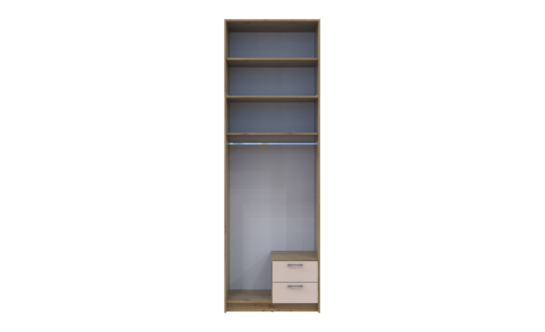 Kleiderschrank Doros Rondi mit Drehtüren mit Oberschrank und Spiegel Artisan Eiche / Kaschmir 2 Türen 82x52x260 (42005195)