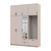 Kleiderschrank Doros Rondi mit Kleiderstange, Spiegel und hohem Oberschrank Kaschmir 3 Türen 181x52x260 (42005407)