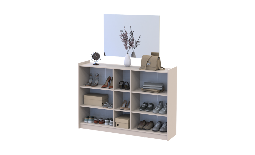 Schuhschrank Doros Kassel mit Spiegel Kaschmir 5 Türen 159×40×110 (42005508)
