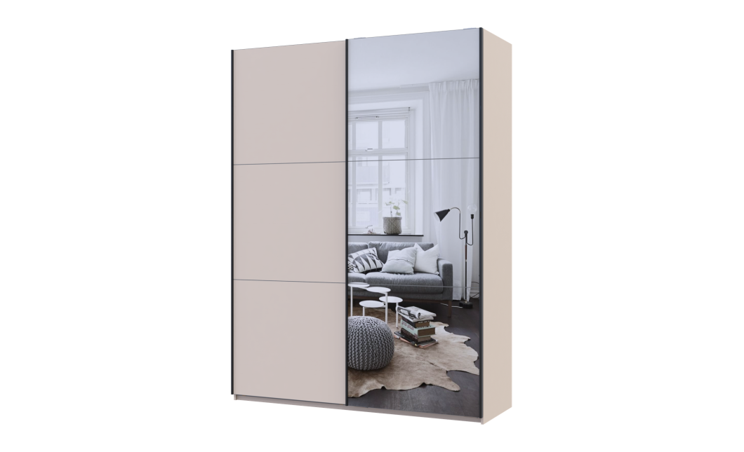Kleiderschrank Doros G-Caiser Schiebetüren Kaschmir/Kaschmir Spiegel 2 Türen 180x60x240 (42005321)