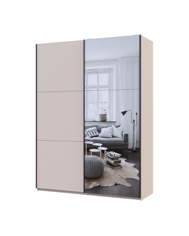 Kleiderschrank Doros G-Caiser Schiebetüren Kaschmir/Kaschmir Spiegel 2 Türen 180x60x240 (42005321)