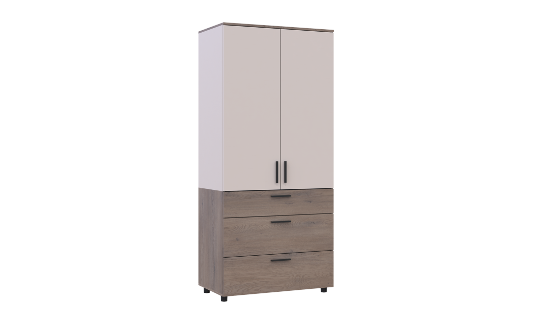 Kleiderschrank Doros Thorn Cremona Cannolo/Kaschmir 2 Türen 3 Schubladen Böden 90x51,6x200 (44900454)