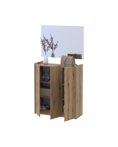 Schuhschrank Doros Kassel mit Spiegel Eiche Evoke 3 Türen 97×40×110 (42005500)