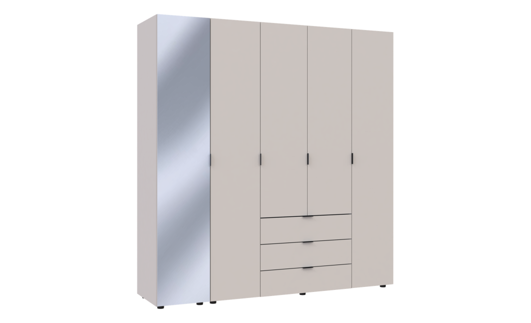 Kleiderschrank Doros Gelar Kaschmir 4 Türen mit Spiegel 194x49,5x203,4 (80737659)