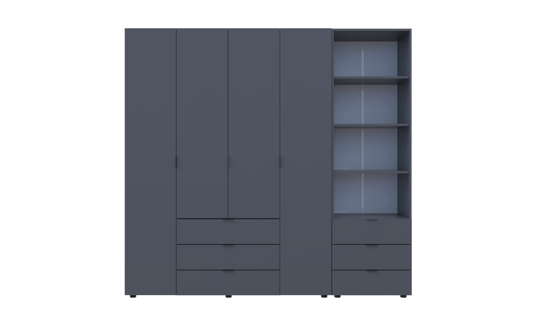 Kleiderschrank Doros Gelar Graphitgrau 4 Türen Säulenschrank 215x49,5x203,4 (42005170)