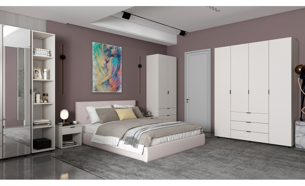 Kleiderschrank Doros Gelar mit Drehtüren Kaschmir 4 Türen 155x49,5x203,4 (80737634)