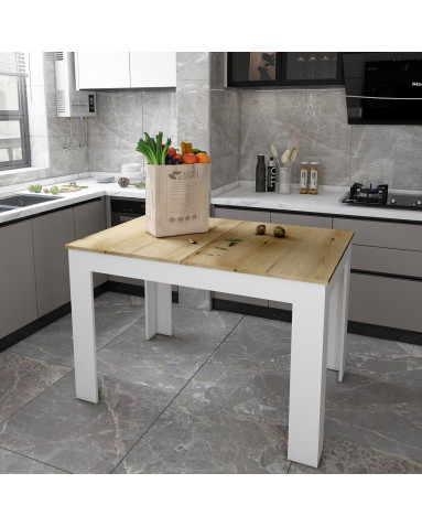 Esstisch Doros Flint Weiß / Artisan Eiche 120/170x80x78 (41510130)
