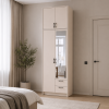 Kleiderschrank Doros Rondi mit Drehtüren mit Oberschrank und Spiegel Kaschmir 2 Türen 82x52x260 (80738483)
