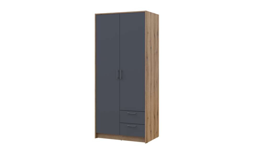 Kleiderschrank Doros Rondi mit Drehtüren Artisan Eiche / Graphitgrau 2 Türen 82x52x195 (80737804)