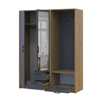 Drehtürenschrank Doros Rondi mit Kleiderstange und Spiegel Artisan Eiche/Graphitgrau 2 Türen 142x52x195 (42005271)