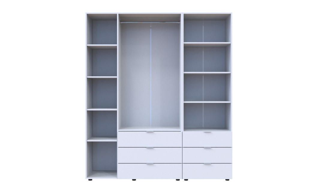Kleiderschrank Doros Gelar Weiß 3 Türen Säulenschrank 176,2x49,5x203,4 (42005163)