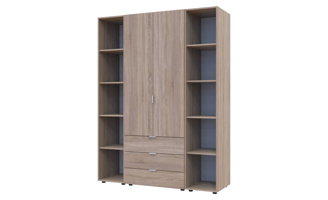 Kleiderschrank Doros Gelar Sonoma Eiche 2 Türen mit 2 offenen Regalböden 153,9x49,5x203,4 (42005045)