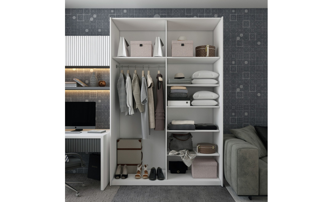 Kleiderschrank Doros G-Caiser Schiebetüren Weiß Graphitgrau 2 Türen 160x60x240 (42005087)