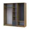 Kleiderschrank Doros Rondi mit Kleiderstange und Spiegel Artisan Eiche/Graphitgrau 3 Türen 181x52x195 (42005283)