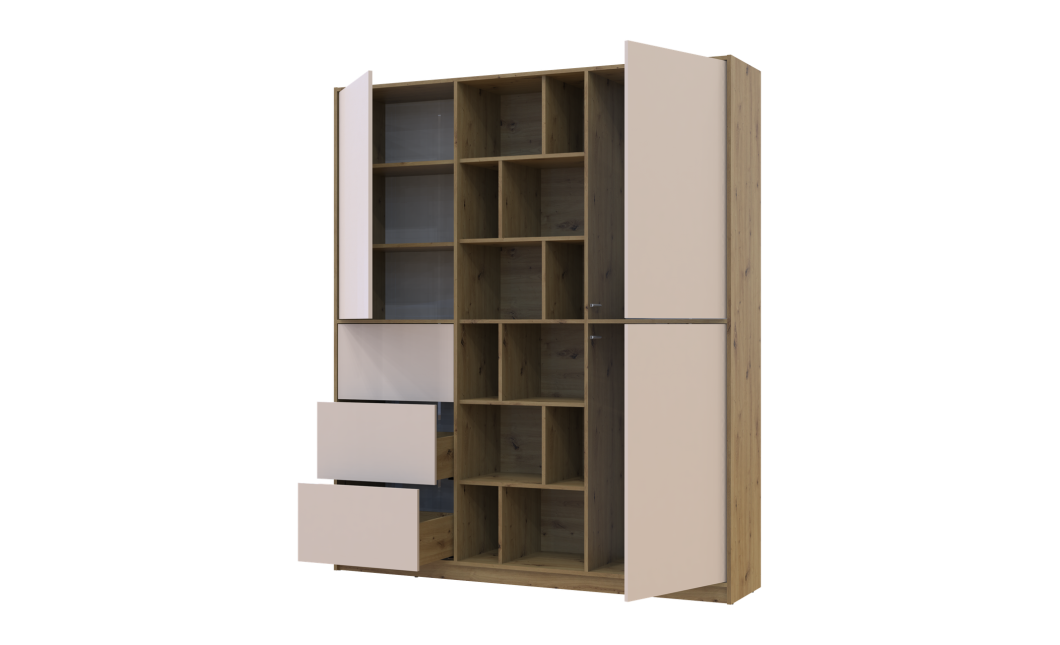 Kleiderschrank Doros Morgan Artisan Eiche/Kaschmir /Schubladen 180x40x210 (44900409)