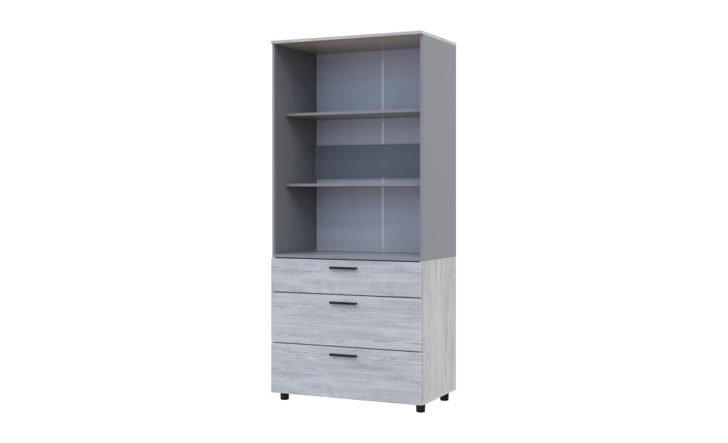 Kleiderschrank Doros Thorn Natti Kiefer/Grau 2 Türen 3 Schubladen Böden 90x51,6x200 (44900466)