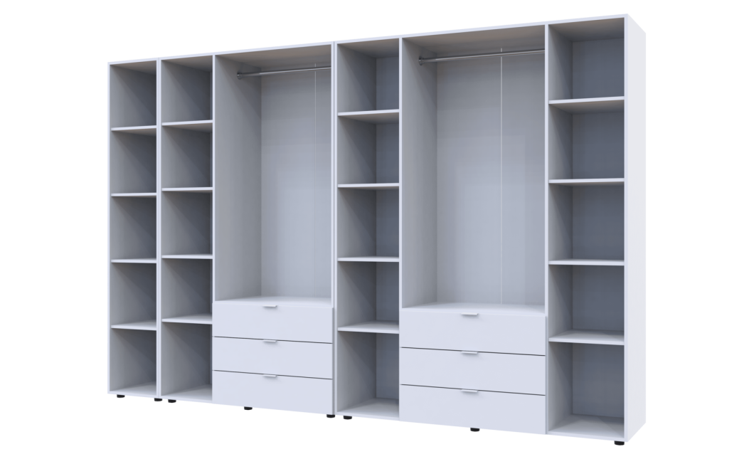 Kleiderschrank Doros Gelar Weiß 3+4 Türen mit offenem Regal 309,4x49,5x203,4 (42005037)