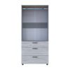 Kleiderschrank Doros Thorn Natti Kiefer/Grau 2 Türen 3 Schubladen Kleiderstange 90x51,6x200 (44900465)