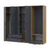 Drehtürenschrank Doros Rondi mit Kleiderstange Artisan Eiche/Graphitgrau 4 Türen 220x52x195 (42005293)