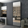 Kleiderschrank Doros G-Caiser Schiebetüren Graphitgrau mit Glas 180x60x240 (42005088)