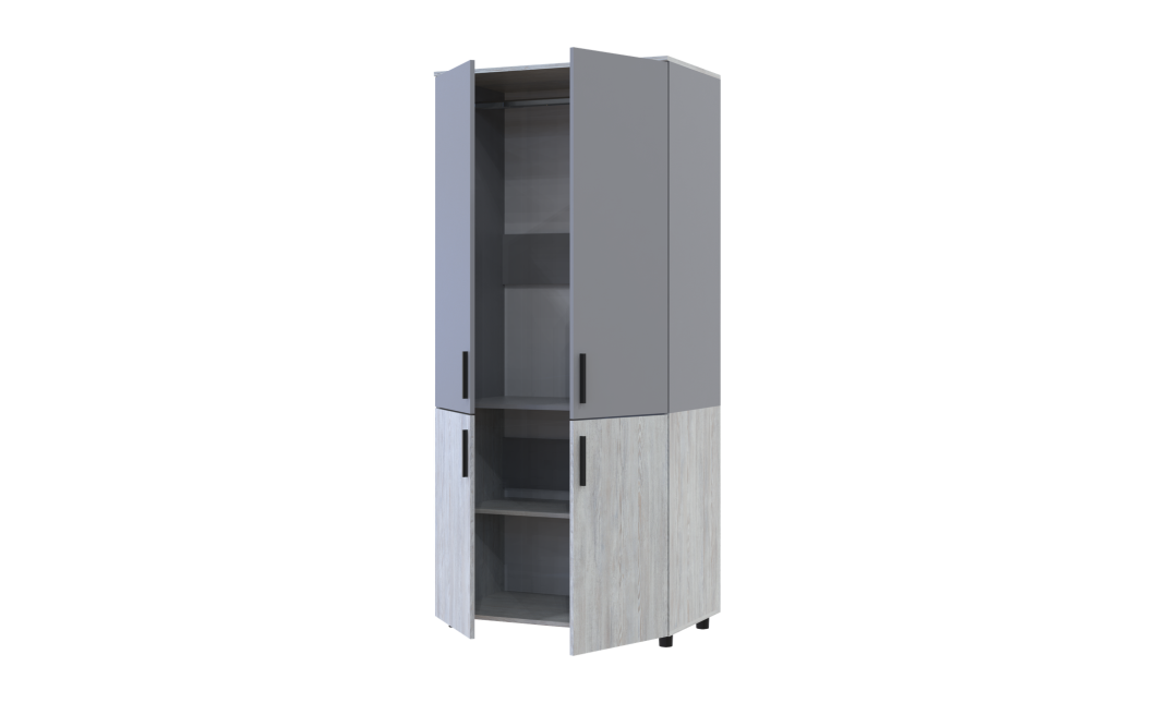 Kleiderschrank Doros Thorn Natti Kiefer/Grau 2 Türen Kleiderstange 90x51,6x200 (44900463)