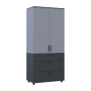 Kleiderschrank Doros Thorn Anthrazit/Grau 2 Türen 3 Schubladen Kleiderstange 90x51,6x200 (44900473)