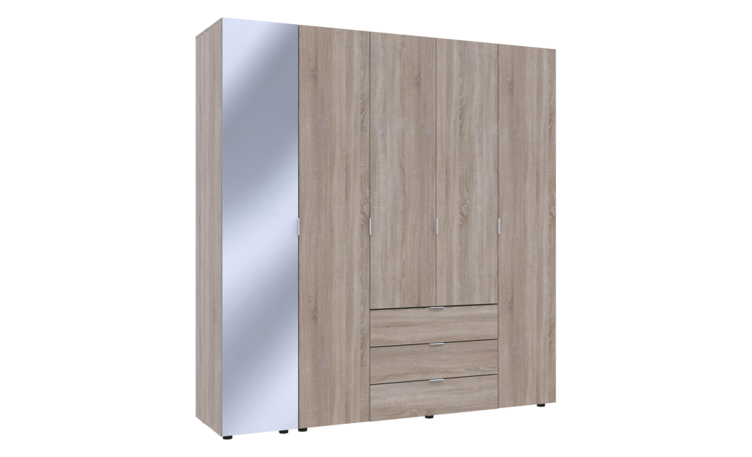 Drehtürenschrank Doros Gelar Sonoma Eiche 4 Türen mit Spiegel 194x49,5x203,4 (42002162)