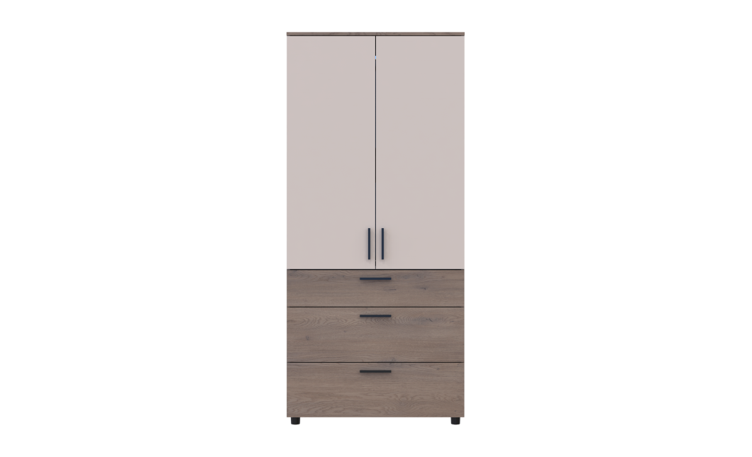 Kleiderschrank Doros Thorn Cremona Cannolo/Kaschmir 2 Türen 3 Schubladen Böden 90x51,6x200 (44900454)