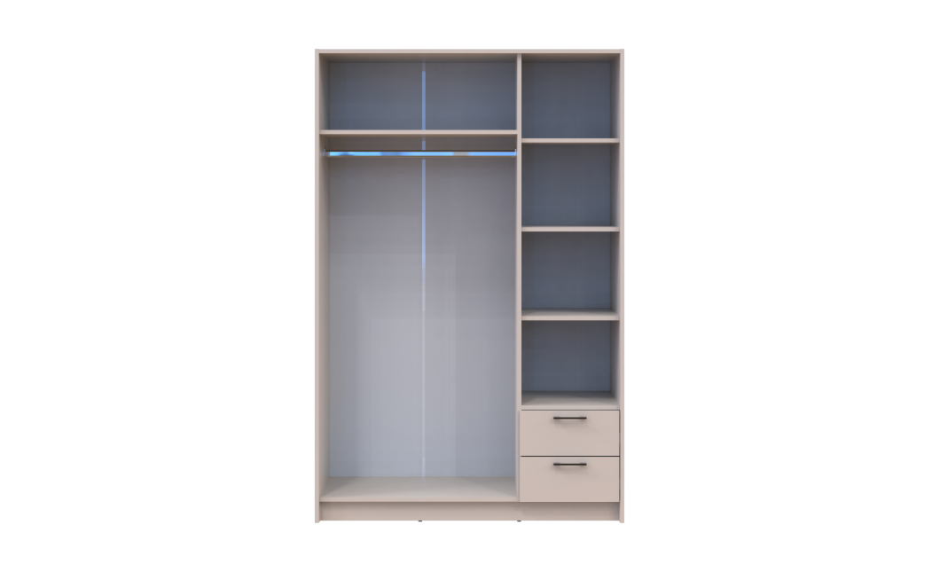 Kleiderschrank Doros Rondi mit Drehtüren Kaschmir 3 Türen 121x52x195 (80738472)