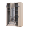 Kleiderschrank Doros Rondi mit Drehtüren mit Oberschrank und Spiegel Kaschmir 4 Türen 160x52x236 (80738480)