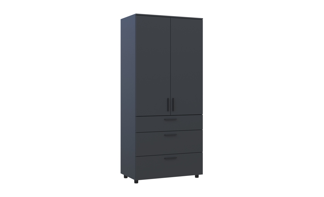 Kleiderschrank Doros Thorn Anthrazit 2 Türen 3 Schubladen Kleiderstange 90x51,6x200 (44900445)