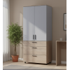 Kleiderschrank Doros Thorn Cremona Cannolo/Grau 2 Türen 3 Schubladen Kleiderstange 90x51,6x200 (44900457)