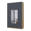 Kleiderschrank Doros Rondi mit Drehtüren mit Oberschrank und Spiegel Artisan Eiche / Graphitgrau 4 Türen 160x52x260 (42005191)