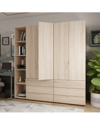 Kleiderschrank Doros Gelar Sonoma Eiche 2+2 Türen mit offenem Regal 193,2x49,5x203,4 (42005044)