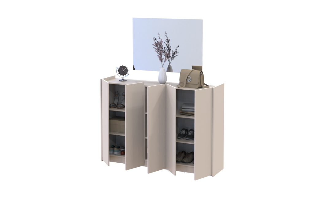 Schuhschrank Doros Kassel mit Spiegel Kaschmir 5 Türen 159×40×110 (42005508)