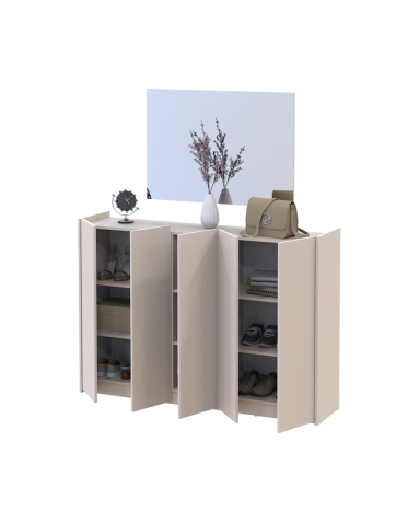 Schuhschrank Doros Kassel mit Spiegel Kaschmir 5 Türen 159×40×110 (42005508)