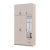 Kleiderschrank Doros Rondi mit Drehtüren mit Oberschrank und Spiegel Kaschmir 3 Türen 121x52x260 (80738486)