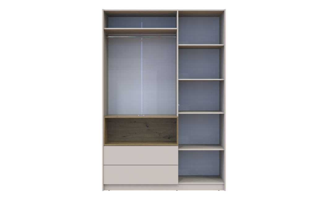 Kleiderschrank Doros Dale Kaschmir/Artisan Eiche 3 Türen 150x52x220 (80737726)