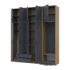 Drehtürenschrank Doros Rondi mit Kleiderstange und hohem Oberschrank Artisan Eiche/Graphitgrau 4 Türen 220x52x260 (42005301)