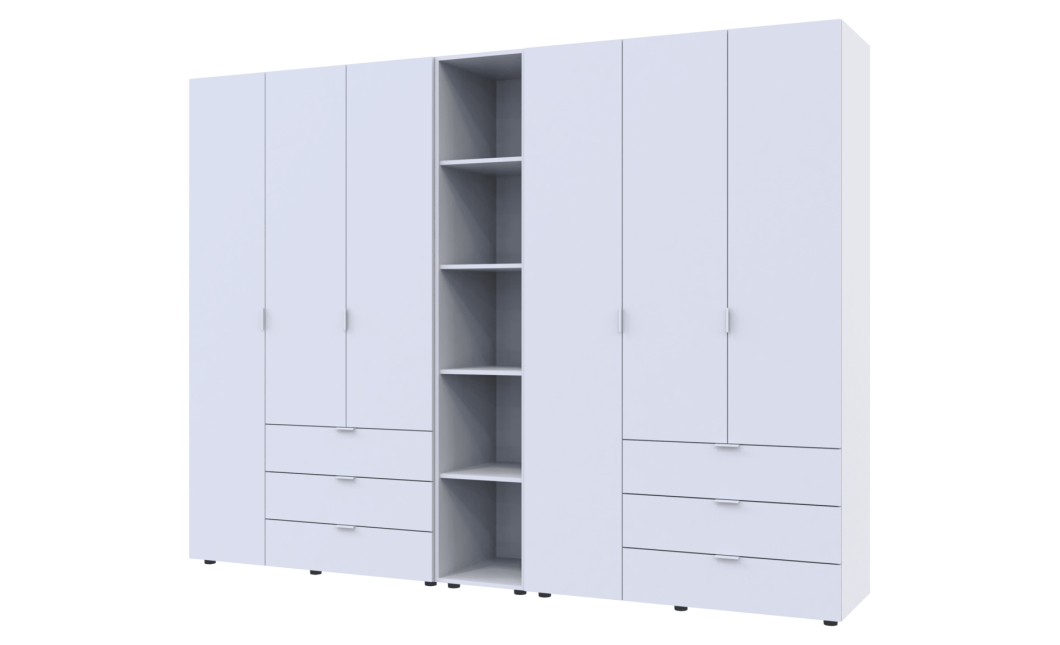 Kleiderschrank Doros Gelar Weiß 3+3 Türen mit offenem Regal 270,6x49,5x203,4 (42005036)