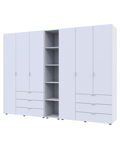 Kleiderschrank Doros Gelar Weiß 3+3 Türen mit offenem Regal 270,6x49,5x203,4 (42005036)