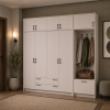 Drehtürenschrank Doros Rondi mit Kleiderstange und Oberschrank Kaschmir 4 Türen 220x52x236 (42005396)