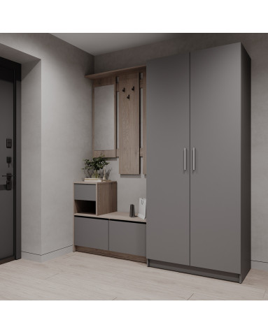 Flurmöbel Set Bela + Kleiderschrank Promo Cremona Cannolo/Grau 190x48x204 (42005331)