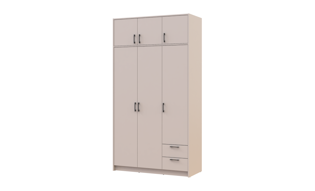 Kleiderschrank Doros Rondi mit Drehtüren mit Oberschrank Kaschmir 3 Türen 121x52x236 (80738474)