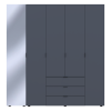 Drehtürenschrank Doros Gelar Graphitgrau 4 Türen mit Spiegel 194x49,5x203,4 (42002161)