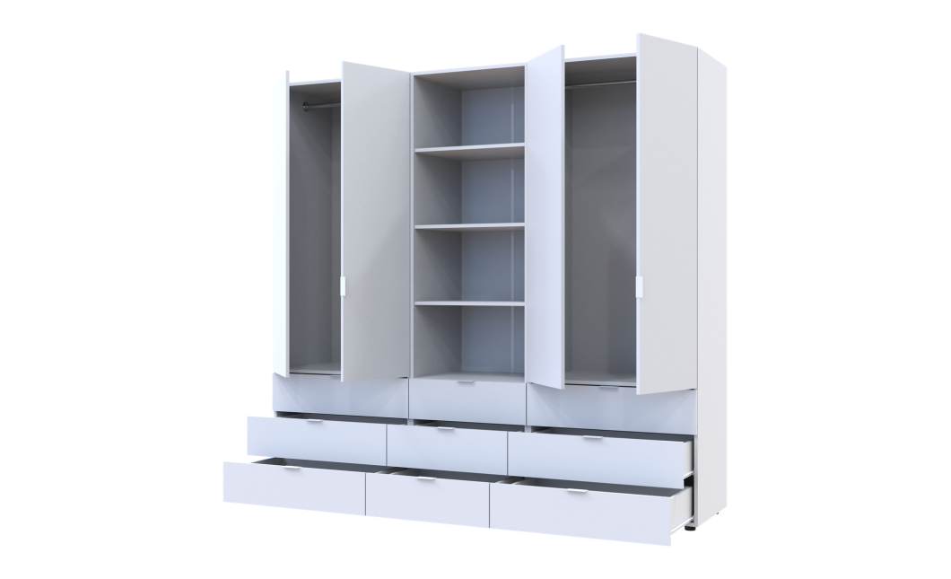 Kleiderschrank Doros Gelar Weiß 2+2 Türen Säulenschrank 215x49,5x203,4 (42005165)