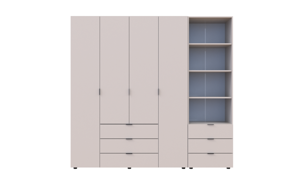 Kleiderschrank Doros Gelar Kaschmir 4 Türen Säulenschrank 215x49,5x203,4 (42005176)