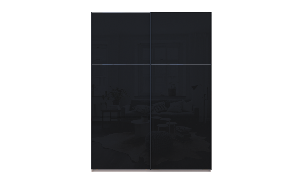 Kleiderschrank Doros G-Caiser Schiebetüren Kaschmir/Schwarz 2 Glas 2 Türen 180x60x240 (42005326)