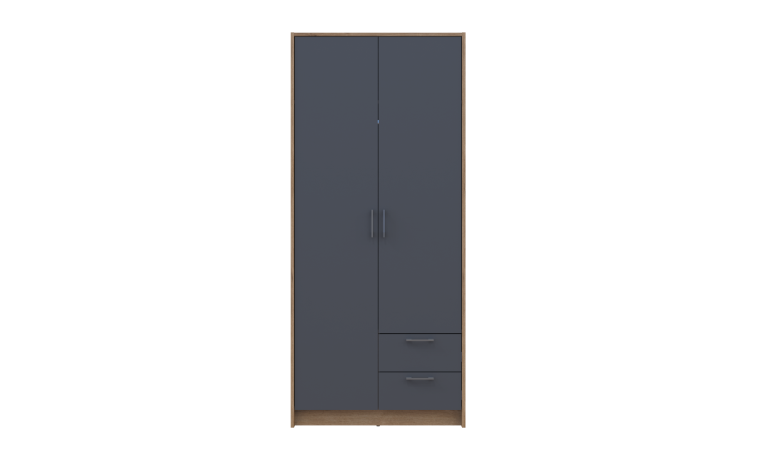 Kleiderschrank Doros Rondi mit Drehtüren Artisan Eiche / Graphitgrau 2 Türen 82x52x195 (80737804)